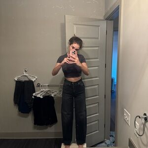 urban outfitters BDG High-waisted black denim wide leg jeans #highwaistedjeans